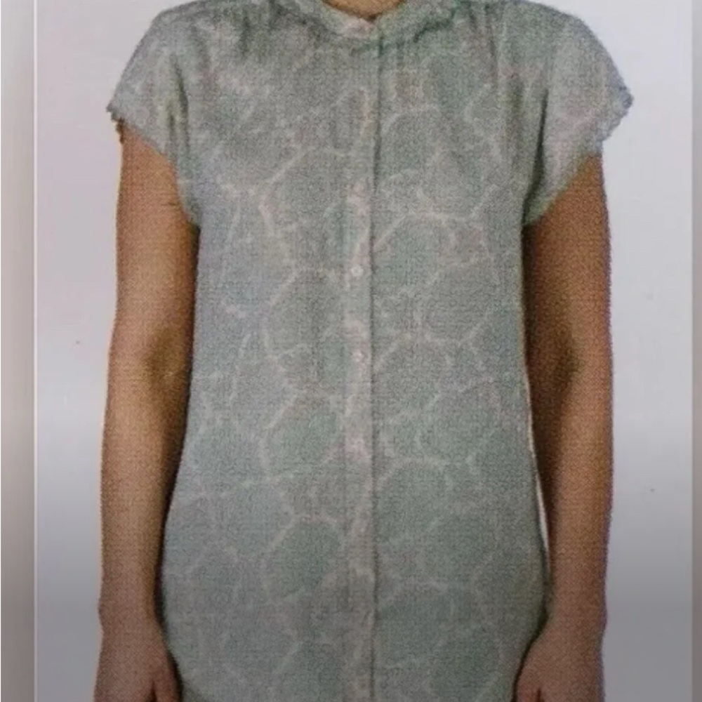 Shirt Joie Women’s NWT Green Paisley Stamp hort Sleeve Scallop Edge Top Size XXL